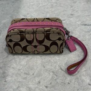 Coach Brown and Pink Wristlet